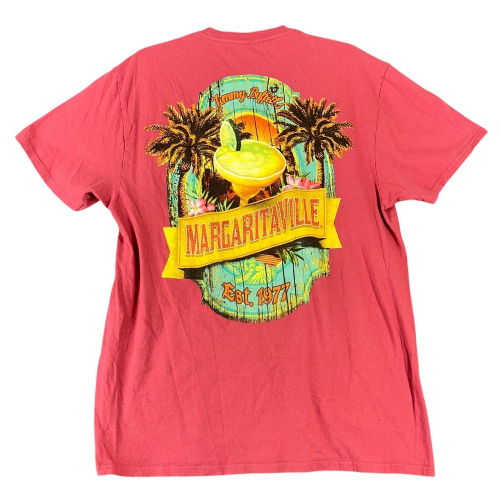 Margaritaville Jimmy Buffett Shirt Mens Large Red Myrtle Beach Graphic Tee